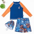 thumbnail image 2 of TOWED22 Baby Toddler Boys 3-Pieces Swimsuit Sets Short/Long Sleeve Shark Bathing Suit Rash Guards Swimwear with Hat UPF 50+(Blue,3-4 Y), 2 of 9