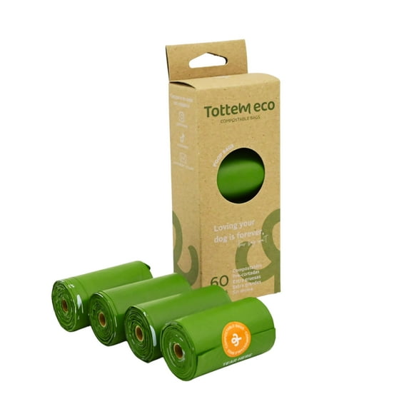 60 bolsas para perro Tottem eco. Compostables, pre-cortadas, ecológicas, sin aroma