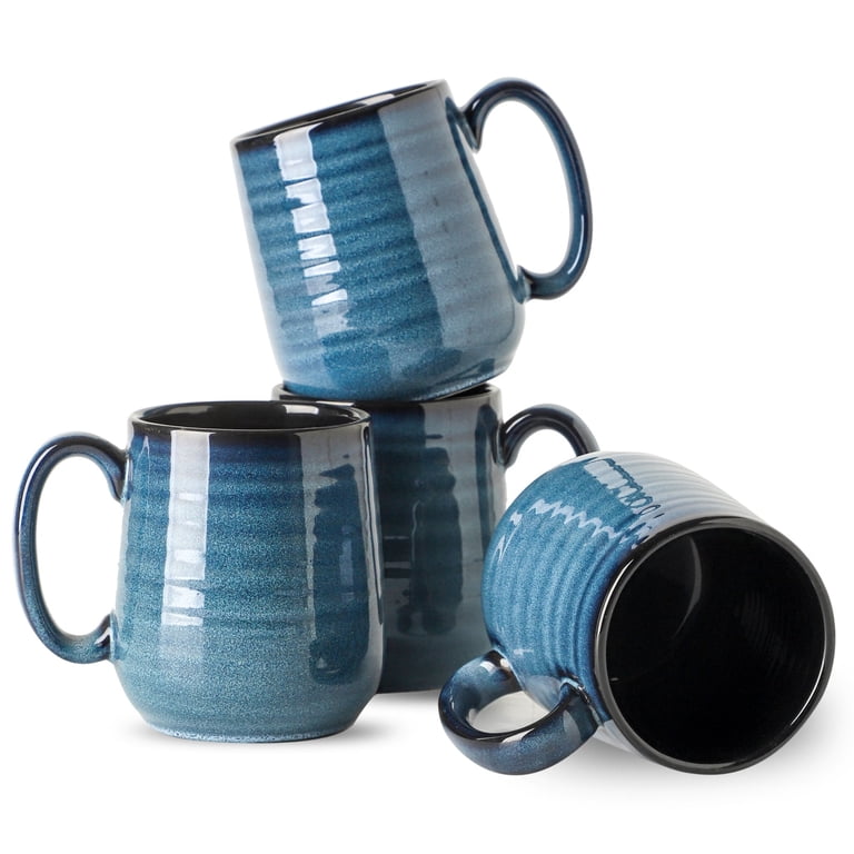 Hasense Coffee Mugs, 15 oz Ceramic Coffee Cups Set of 4, Large Coffee Mugs with Big Handle for Tea, Latte, Milk, Unique Gift for Housewarming Wedding