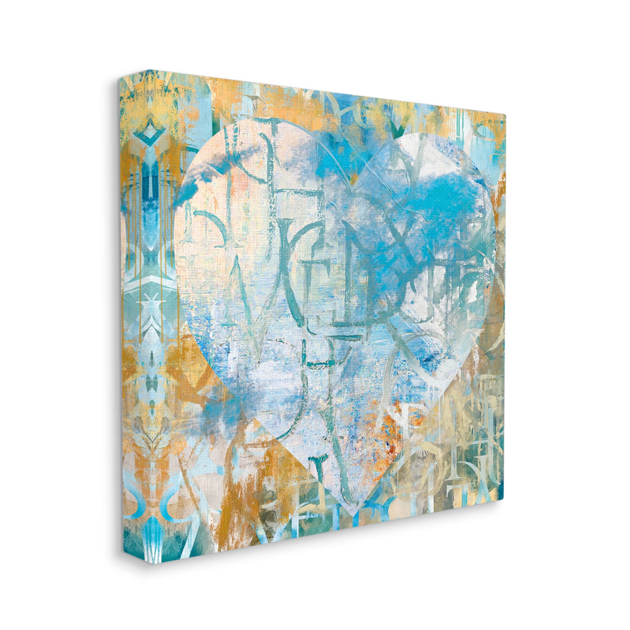 Layered Typography Heart Shape Abstract Graphic Art Gallery Wrapped Canvas Print Wall Art