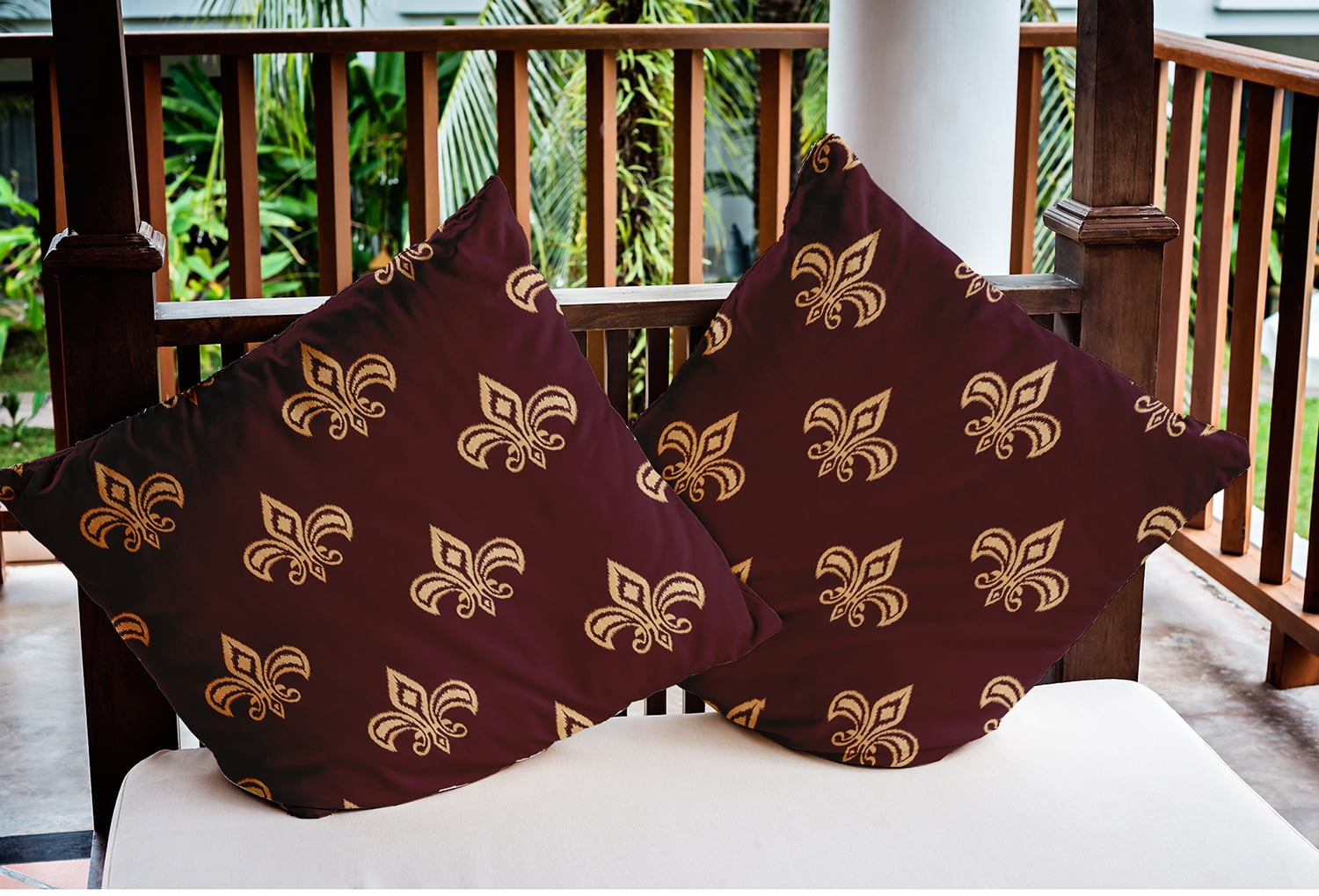 Simply Daisy 20" x 20" Fleur de Lis Indoor/Outdoor Polyester Throw Pillow, Pomegranate