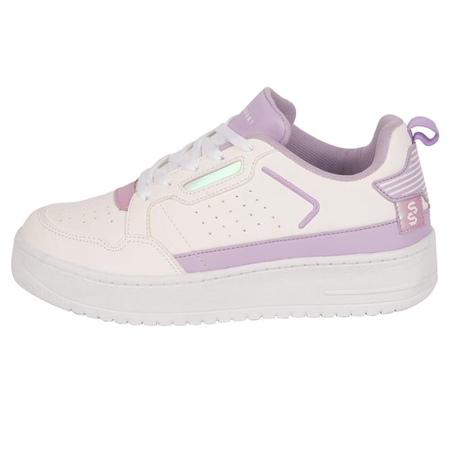 637-06 Tenis Casual para Dama Mujer en color Blanco/Lila, Elaborado de Tipo Piel. Cklass 637-06