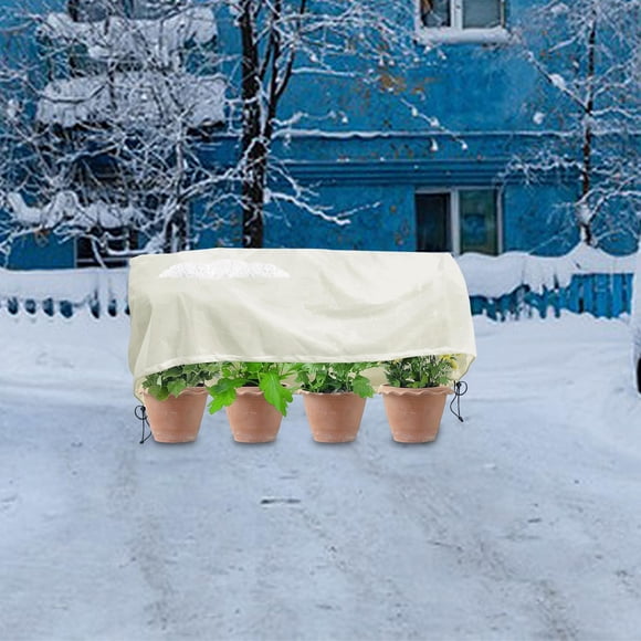 Bolsa Rectangular de Protección Contra Heladas con Cordón Ajustable, a Prueba de Polvo, para Proteger Las Jardineras de Balcón Contra Las Heladas Dura Beige