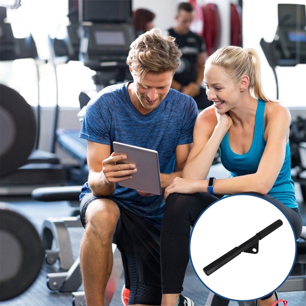 PENIKOKO 2-Pack Black Steel Straight Bar for Cable Machine, Gym Workout, Strength Training, Muscle Building Equipment