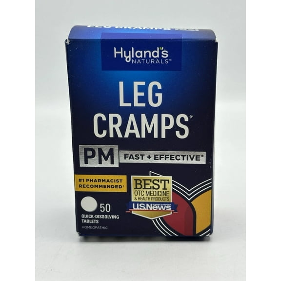 Hyland's Leg Cramps Pm Nighttime Pain Relief Non-Habit Restful Sleep, 50 Ct, 2-Pack