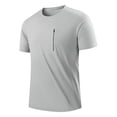 thumbnail image 2 of Mens Cooling Fabric Gym T-Shirts Gym Running Tops with Zipper Pocket Short Sleeve Sports Training Quick Dry Breathable Shirt Lightweight Activewear Summer Workout Tee Shirts, 2 of 5