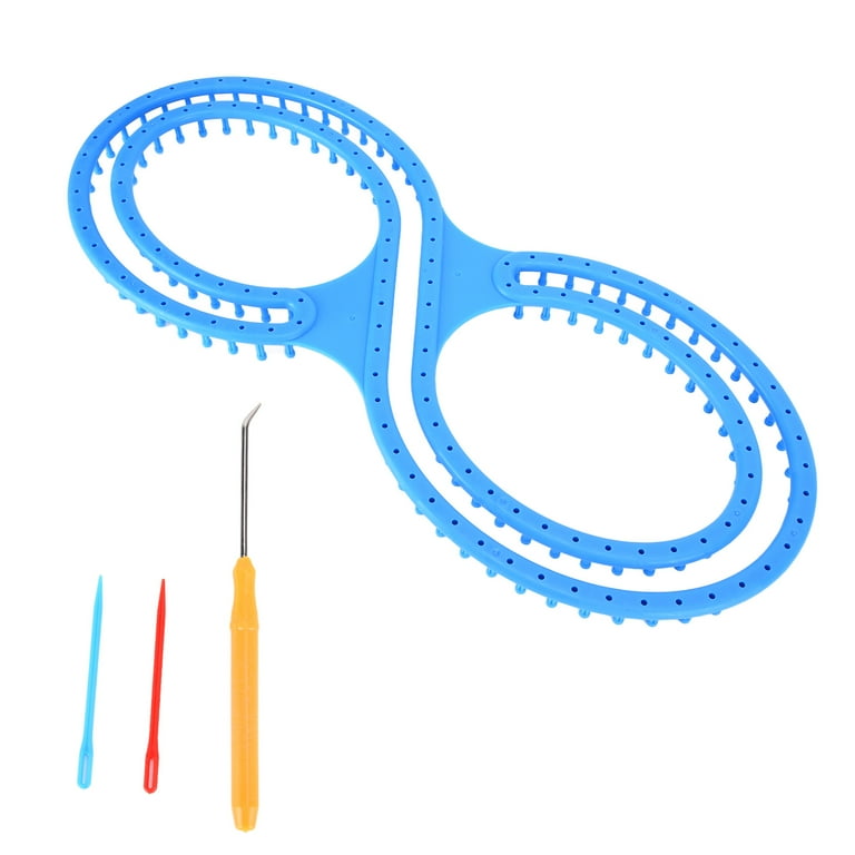 Ymiko Knitting Loom Set,Knitting Loom,Knitting Loom 8 Shape Plastic Blue  Loom Kit With Crochet Suture For DIY Blanket Socks Scarf Hat Craft 