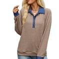 thumbnail image 6 of Wevis Women's Denim Collar Knit Sweater, Long Sleeve Henley Button Down Autumn Blouse, Casual Loose Fall Pullover Tops, 6 of 7