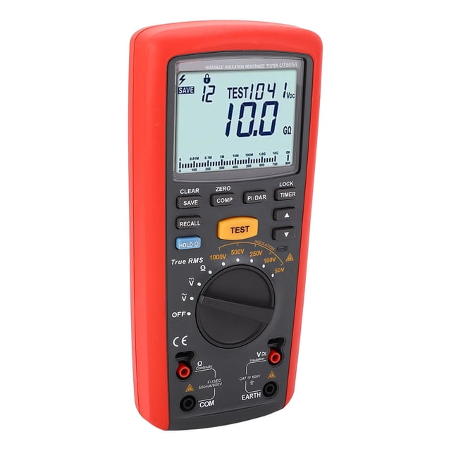 Insulation Resistance Tester, Digital Megohmmeter Shockproof Dustproof Data Hold Function for Electrical Components Motor