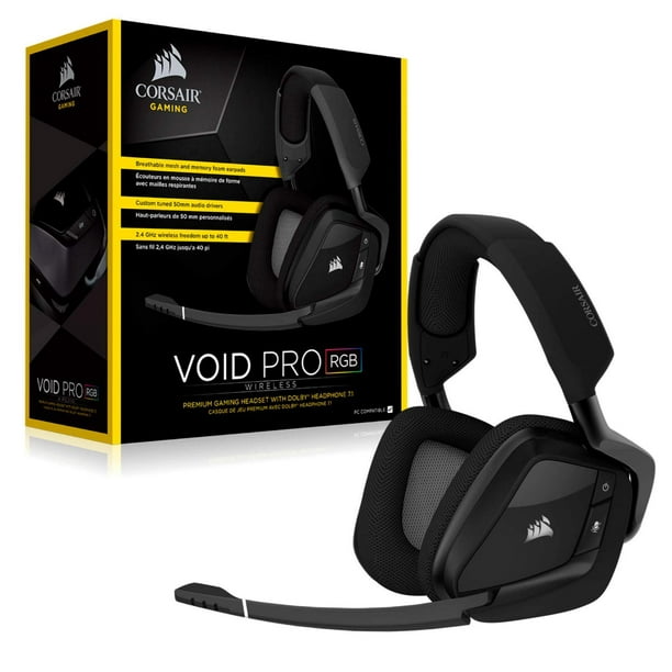 CORSAIR Void PRO RGB Wireless Gaming Headset - Dolby 7.1 Surround Sound Headphones for PC - Discord Certified - 50mm Drivers Carbon - Walmart.com