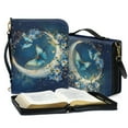 thumbnail image 3 of FOR U DESIGNS Moon Butterfly Floral Bible Cover Leather Size XL Wear Resistant Bible Case Purse Waterproof Sturdy Bible Protector with Adjustable Strap and Sturdy Handle Zippered Scripture Bag, 3 of 7
