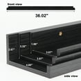 36 Inch Long Black Floating Wall Shelves Set of 3, Picture Display