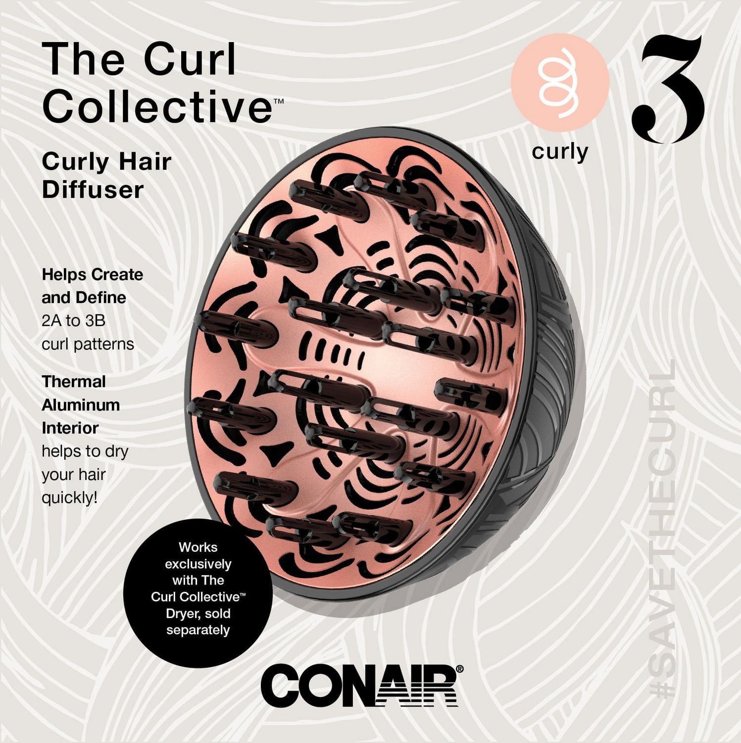The Curl Collective ™ Curly Hair Diffuser, Curly Hair Diffuser