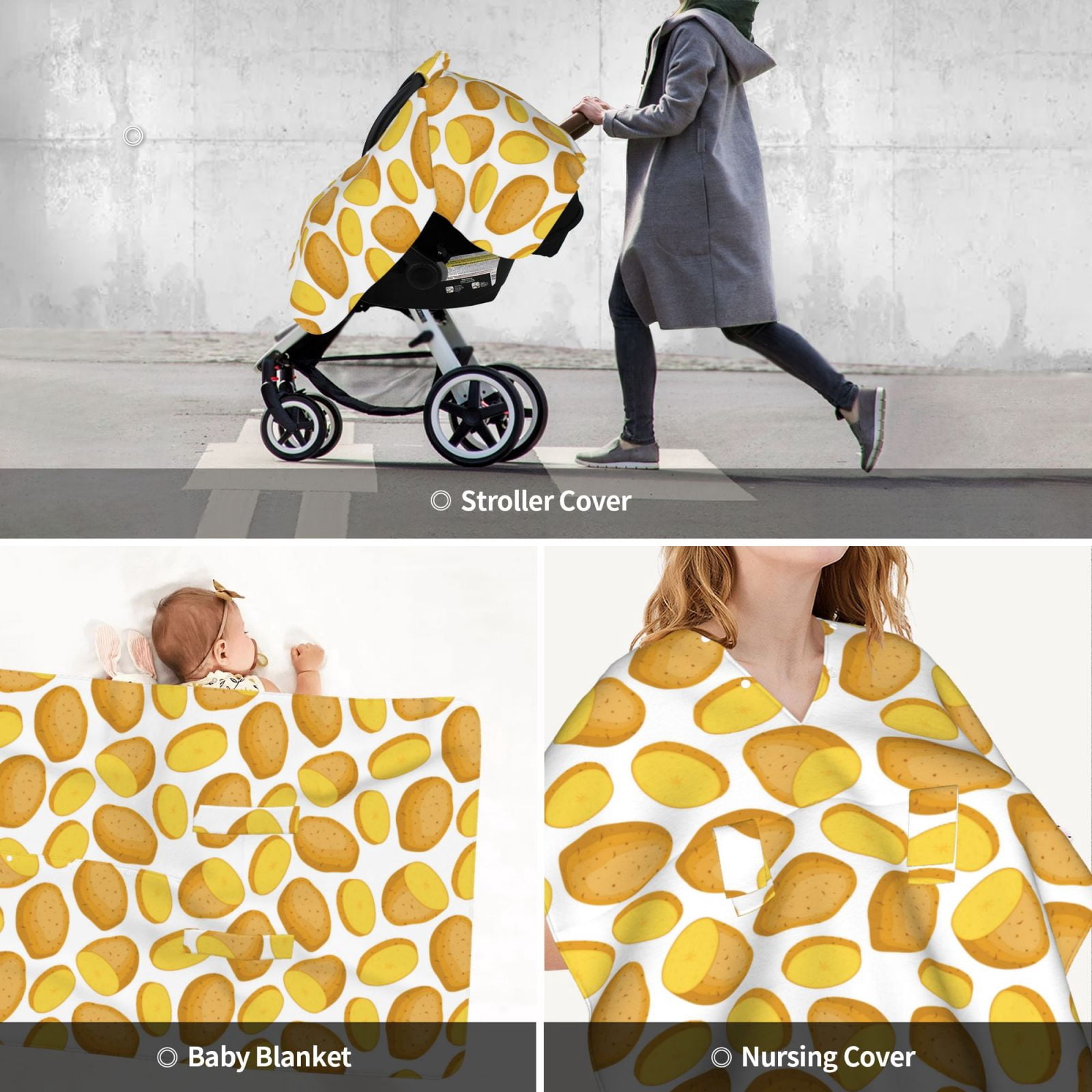 Car Seat Cover Baby - cute Potato Breathable Infant Car Seat Cover for Baby Carseat, Lightweight Comfort Baby Essentials Must Haves Newborn Stuff for Girl Boy