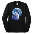 thumbnail image 2 of Wolf Howling at the Moon | Mens Animal Lover Long Sleeve T-Shirt, Black, Small, 2 of 3