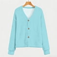 thumbnail image 5 of Womens V Neck Button Down Cardigan Cozy Soft Plush Oversized Longline Open Front Sweater, 5 of 5