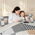 thumbnail image 4 of Manfei Gray Brown Geometric Check Full Size Comforter Sets,Classic Plaid Bedding Comforter Set,Light Gray Reversible,3-Piece,1 Comforter and 2 Pillowcases,3-Piece,1 Comforter and 2 Pillowcases, 4 of 7