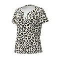 thumbnail image 2 of Goofa Heart Leopard Pattern Womens Deep V Neck Low Cut Tops Casual Summer Short Sleeve Ribbed Knit T-Shirts-Large, 2 of 5