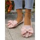 thumbnail image 3 of New Arrival Women's Outdoor Pointed Toe Shallow Mouth Flat Shoes With Butterfly Knot, Rose Medium Washed Cloth Soft Sole Work, Driving Loafers, 3 of 4