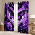 thumbnail image 2 of Castle Fairy Purple Butterfly Black Out Curtains,Rose Curtains Pack of 2 (42x63 Each), 2 of 6