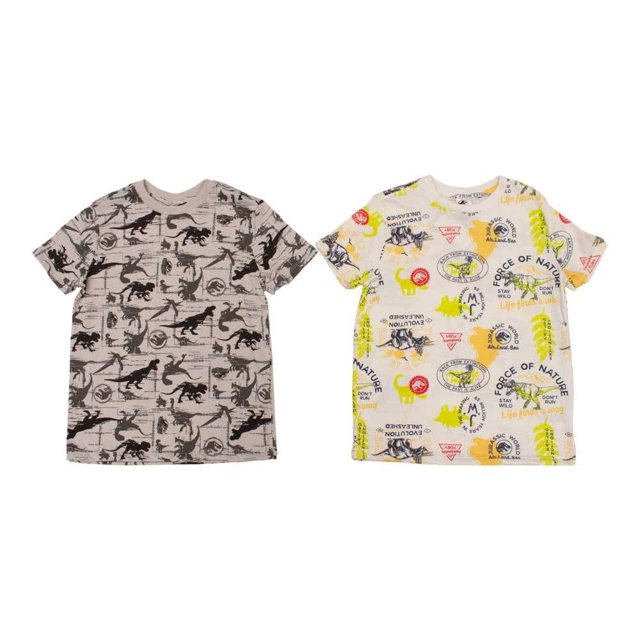 Playeras Jurassic World Niño Estampado Beige y Blanco Talla 6 2 Piezas