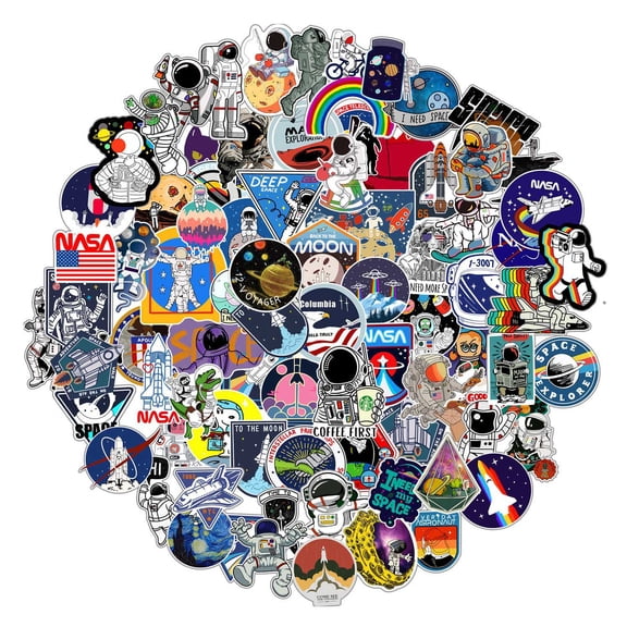 100pcs Outer Space Stickers for Water Bottle Laptop ,Waterproof Vinyl NASA Stickers Pack, Space Theme Gifts for Adults Kids Teens Boys Stickers for Ipad MacBook Skateboard Decals