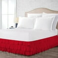 thumbnail image 2 of CCNY 11" Inch Drop Multi Ruffled Bed Skirt Short Queen Size 100% Microfiber Made Blood Red Color, 2 of 6