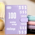 thumbnail image 4 of Libro de desafíos para ahorrar dinero, 100 sobres, para hacer presupuestos (morado sin candado), 4 of 6