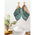 thumbnail image 2 of Teal Turquoise Wooden Kitchen Dish Towels for Drying Dishes Set of 2, Rustic Retro Farmhouse Western Country Waffle Weave Microfiber Hand Tea Bathroom Towels Quick Dry & Absorbent Towel 12x12, 2 of 7