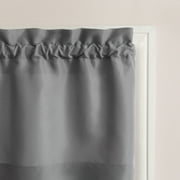 Mainstays 3-Piece Semi Sheer Rod Pocket Kitchen Window Tier Pair and Valance, 2 Café Curtains and 1 Curtain Valance, Gray, 54W x 36L