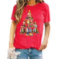 thumbnail image 5 of MPWEGNP Hauts de Noël pour Femmes Col Rond Imprimé Manches Courtes T-Shirt Rouge m, 5 of 5