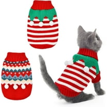 2Pcs Puppy Christmas Sweater Cat Knitwear Xmas Dog Warm Clothes Sweater