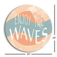 thumbnail image 3 of Enjoy The Waves Aqua Peach Sailboats 24 inch Glass Wall Hanging Sign, 3 of 4