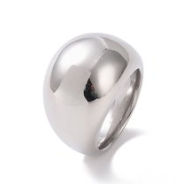 Non-304 Stainless Steel Chunky Dome Finger Ring for Men Women Stainless Steel color Size 6~9(16.5~18.9mm)