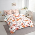thumbnail image 4 of Manfei Orange Groovy Floral 7-Piece Bedding Comforter Set for Kids, Rustic Plant Botanical King Bedding Sets, Kawaii Cartoon Reversible Bed Sheets, Breathable Home Decor, 4 of 8