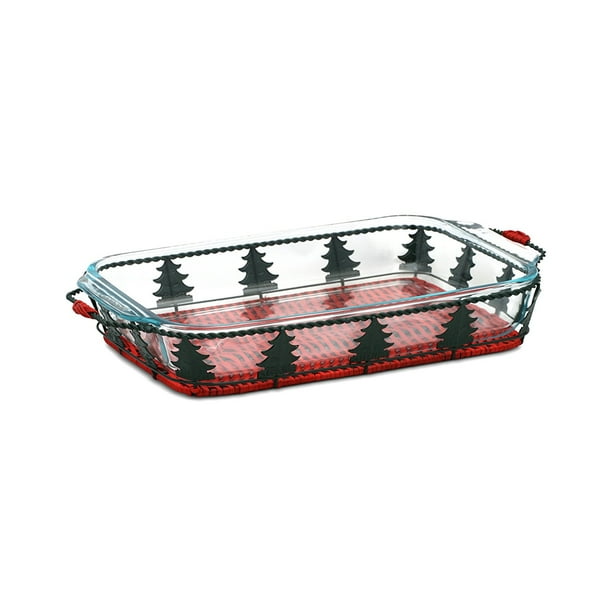 Holiday Tree 3 Qt Baking Dish With Basket 3 Qt Baking Dish W Red Christmas Tree Basket By Pyrex Usa Walmart Com Walmart Com