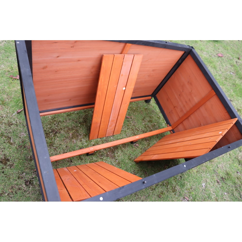Holaki Extra Large Dog House Outdoor Weatherproof Wooden Dog Kennel Dog Houses for Large Dogs Outside Indoor Dog House Doghouse for Winter with Raised Feet,Natural