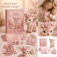 thumbnail image 2 of Enchanted Forest Fawn DIY Felt Patchwork Sewing Kit, Hand‑Stitch Pink Felt Stuffed Fawn Craft Set, Complete Supplies with Instruction Book for Beginners, Home Decor & Handmade Gift, 2 of 8