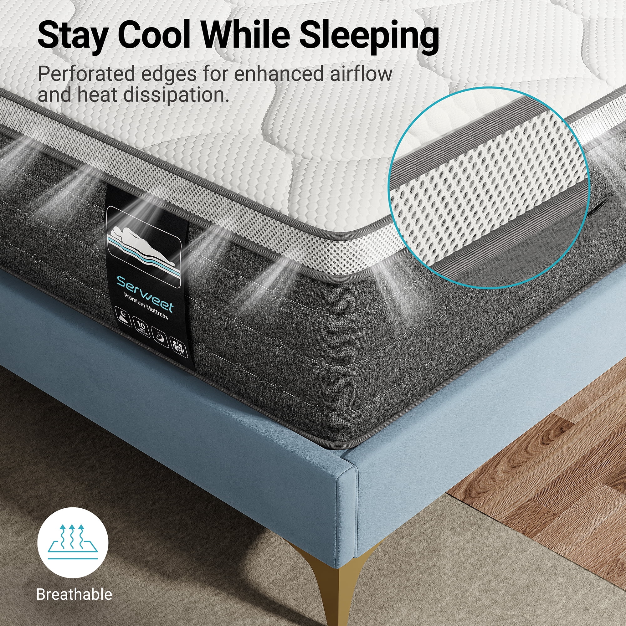 Serweet 10" Full Size Hybrid Memory Foam Mattress, Fiberglass Free, CertiPUR-US Certified, Mattress in a Box