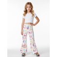 thumbnail image 2 of Girls Flared Bell Bottom Pants, Wide Leg Digital Print Trousers for Kids, Casual Spring Summer Fashion Pants, Age 4-13 Girls Clothing, 2 of 6