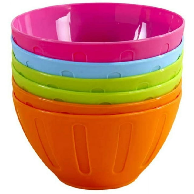 12 Colored Mixing Bowl Plastic Bowls for Party Food Salad