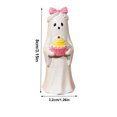 thumbnail image 3 of Gradient Resin Ghost Figurine Assorted Styles Freestanding Desktop Ornament With Bow Witch Hat Snack Detail For Halloween Shelf Office Indoor Seasonal Home Decor.C, 3 of 7