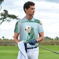 thumbnail image 3 of Pofeuu Dog Wrapped in Towel Print Men's Loose Fit Midweight Short-Sleeve Pocket Polo-Medium, 3 of 6