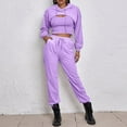 thumbnail image 3 of Elainilye Fashion Jogging Suits for Women Solid Color Hoodie Loose Vest Sweatpants Three Piece Suit Jogging Sports Set,Purple, 3 of 5