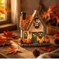 thumbnail image 5 of 7.5 Inch Light Up Pumpkin Resin Cottage Figurine, LED Glowing A-Frame Autumn House Decor for Fall Harvest Thanksgiving Tabletop Home Decoration, 5 of 8