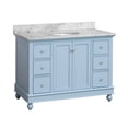 thumbnail image 2 of Bella 48" Bathroom Vanity with Powder Blue Cabinet and Carrara Marble Top, 2 of 6