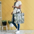thumbnail image 4 of FORMRS Womens Canvas Tote Bag with Zipper Inner Pocket Shoulder Handbag, Blue Blossom, 4 of 7