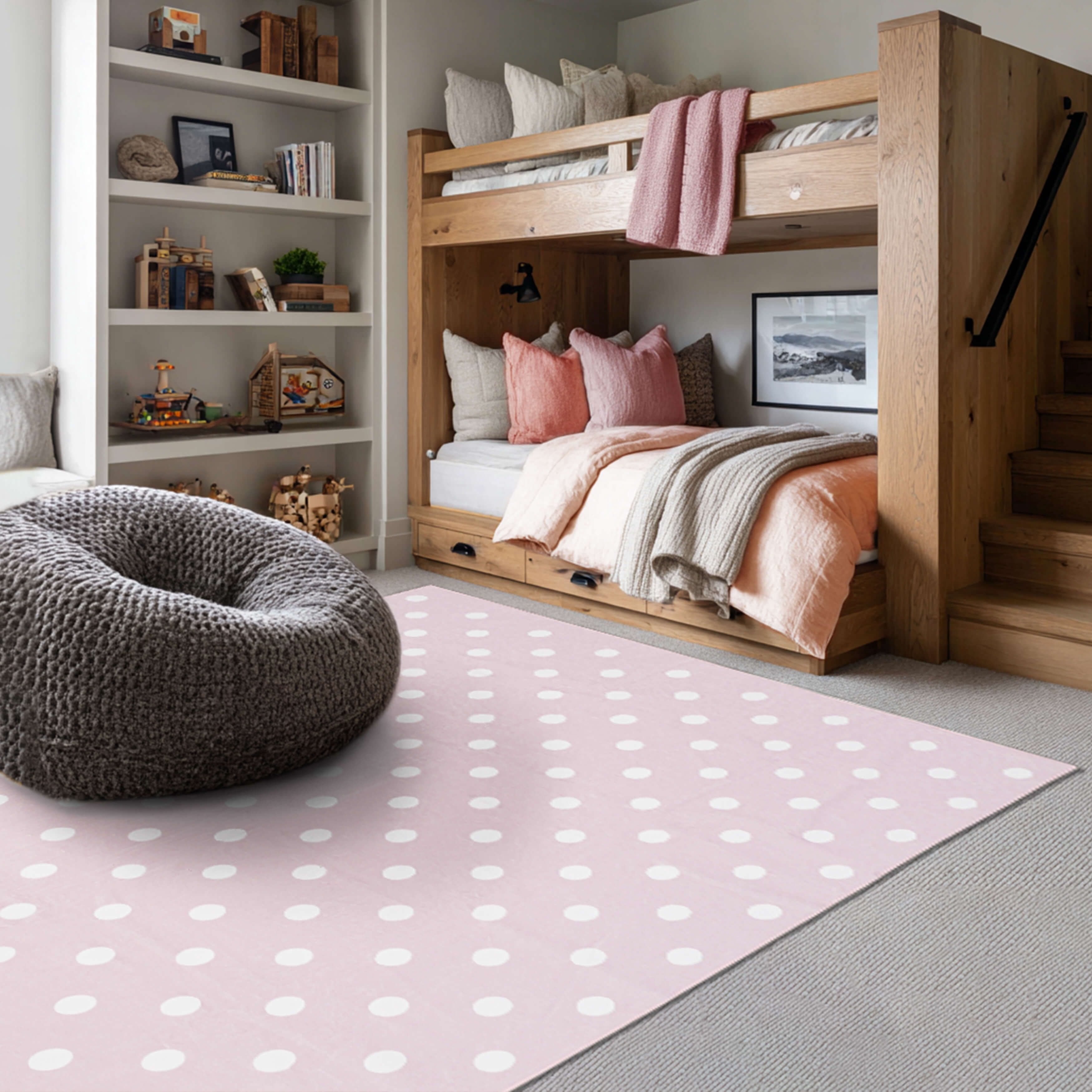 Mohawk Home Kids Collection Polka Dots Low Pile Stain/Fade Resistant Printed Indoor Area Rug, Pink, 8' x 10'
