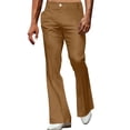 thumbnail image 2 of LEKWK Flared Dress Pants for Men Slim Fit Bootcut Trousers Retro Style Casual Slacks with Pockets Smooth Draped Apparel for Business Work Office Party Outing Brown XL, 2 of 7