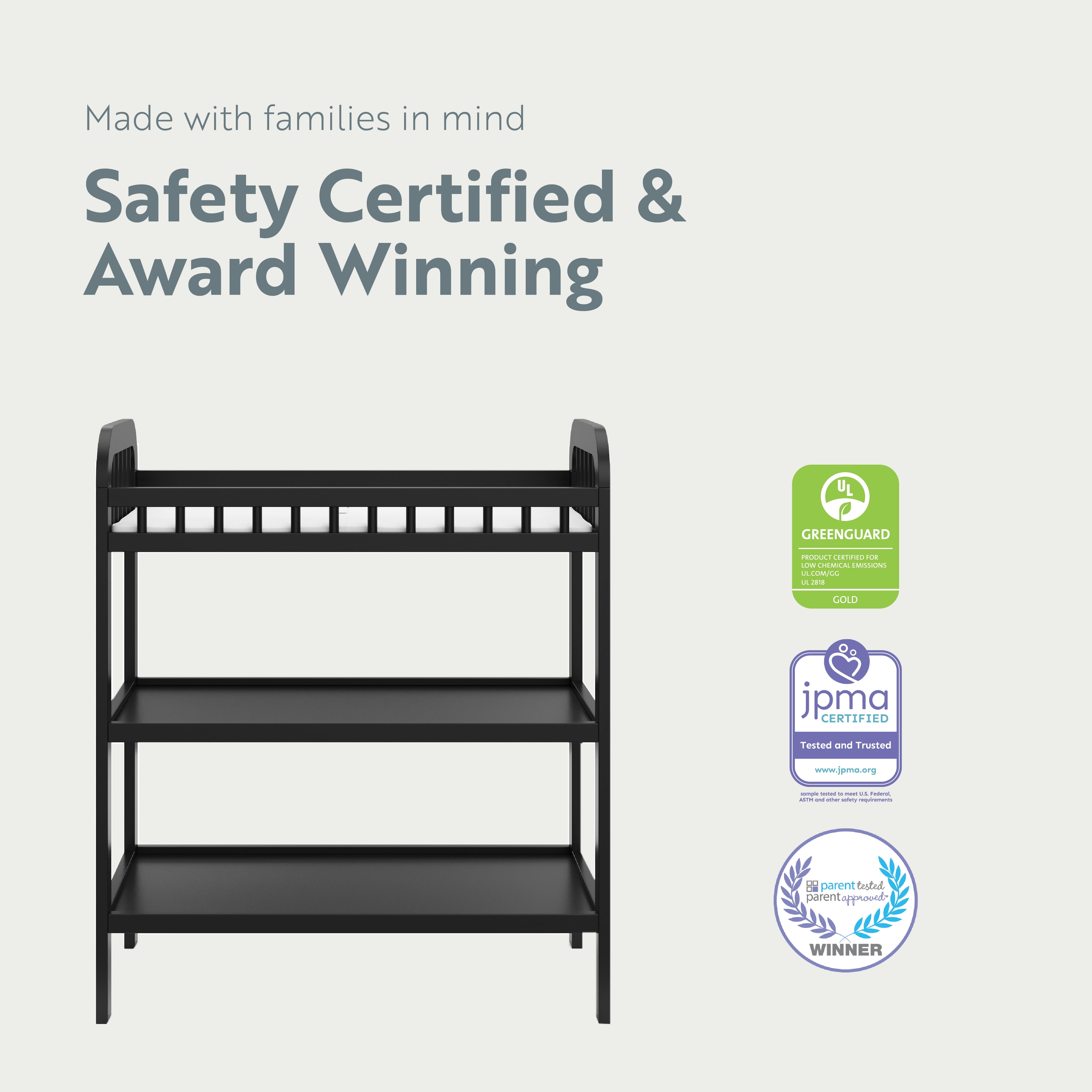 Storkcraft Pasadena Infant Changing Table with Changing Pad, Black